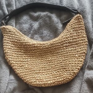 Source Unknown Natural Woven Hobo Bag